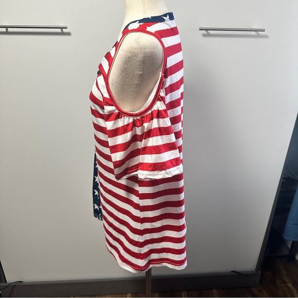 Spadehill Size S Cold Shoulder Button Down Top Stretch Stars Stripes America USA - Picture 12 of 13